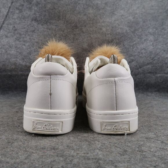 Sam Edelman Shoes Womens 8.5 Sneakers Leya Fashion Pom Pom Slip On Leather White - Picture 4 of 14